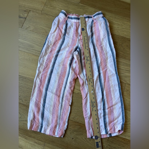 Loft linen blend striped cropped pants womens small - Picture 2 of 6